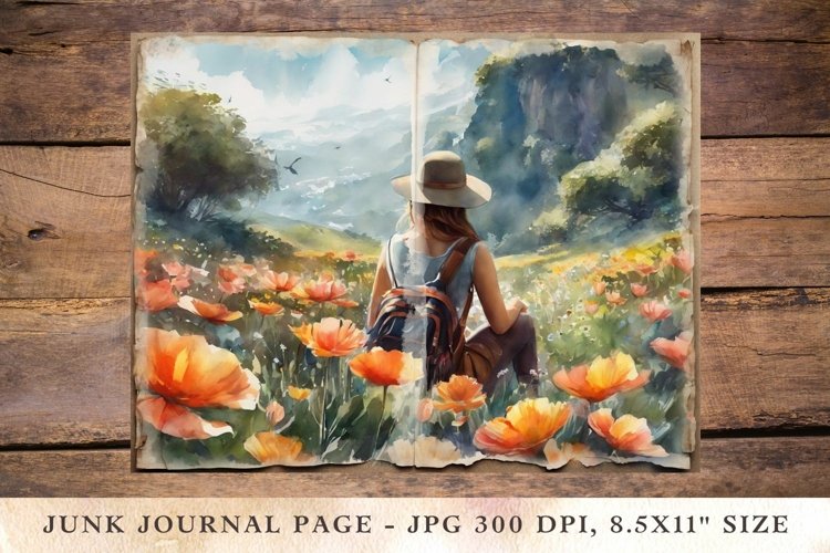 Printable Junk Journal Pages travelling girl 1 example image 1