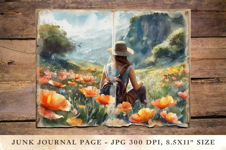 Printable Junk Journal Pages travelling girl 1