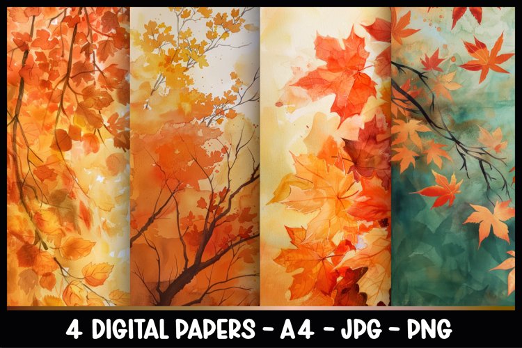 4 Red Autumn Digital Papers I Junk Journal