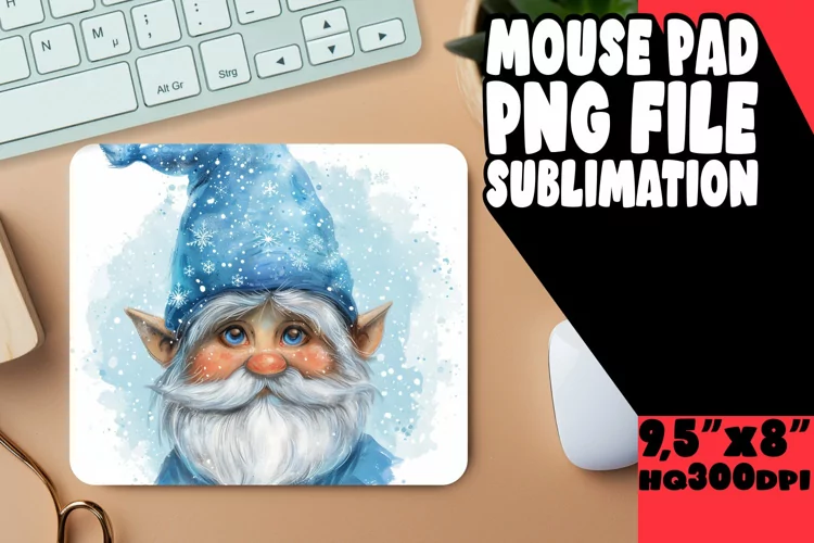 Whimsical Whirl: Watercolor Gnome Mouse Pad Design