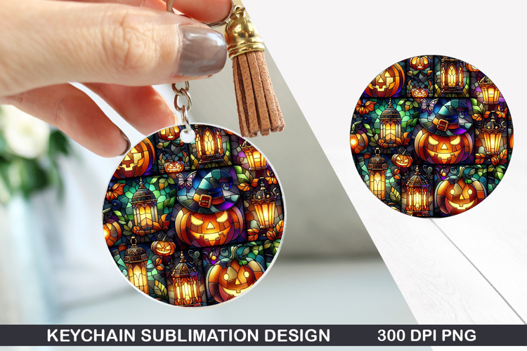 Pumpkin Keychain Sublimation - Autumn Keychain PNG Design
