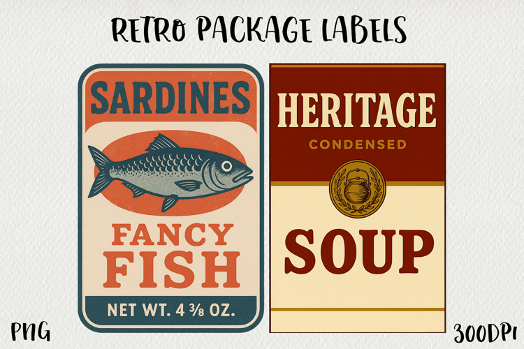 Vintage Food Label PNG Retro Pantry & Packaging Clipart.
