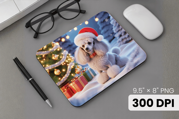 Winter Dog Christmas PNG, Icy Tree Mouse Pad Design