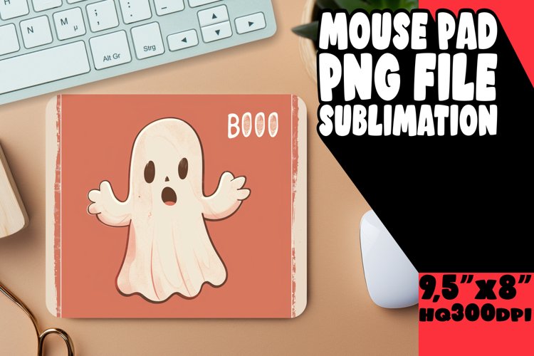 Spooky Ghost Mouse Pad Halloween Sublimation PNG
