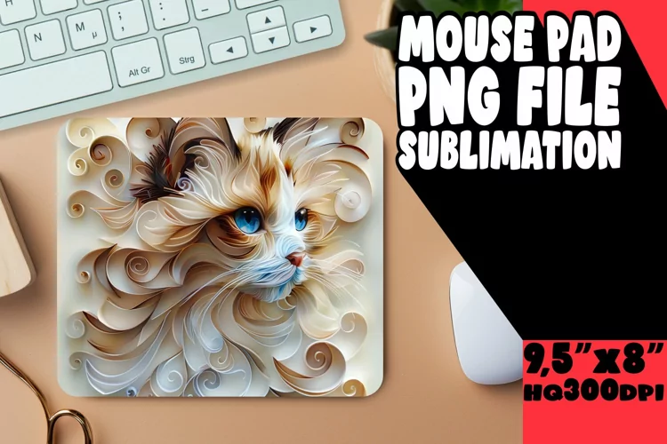 Whisker Wonderland Sublimation Mouse Pad - 3D Cat