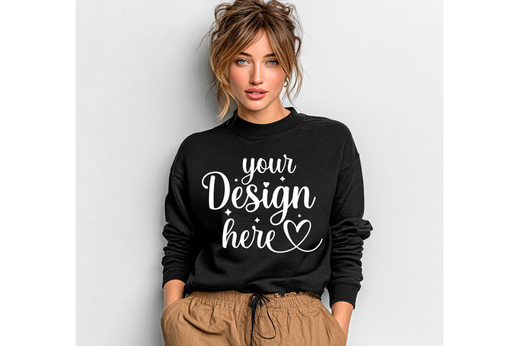 Gildan 18000 Black mockup, Gildan blank mockup