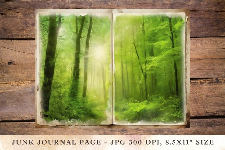 Printable Junk Journal Pages green forest 3
