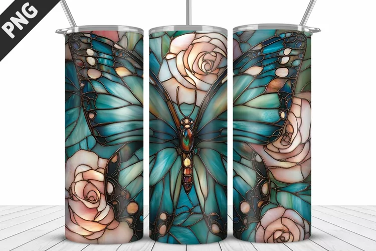Butterfly 20 oz Tumbler Design|Butterfly Flower Tumbler Wrap