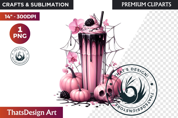 Gothic Halloween Drinks Pink and Black Sublimation clipart
