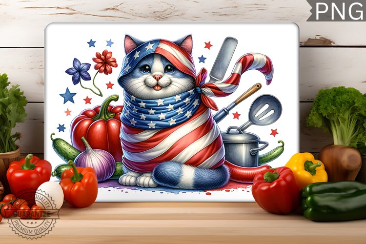 Cat kitchen Cutting Board - Patriotic Cutting Board