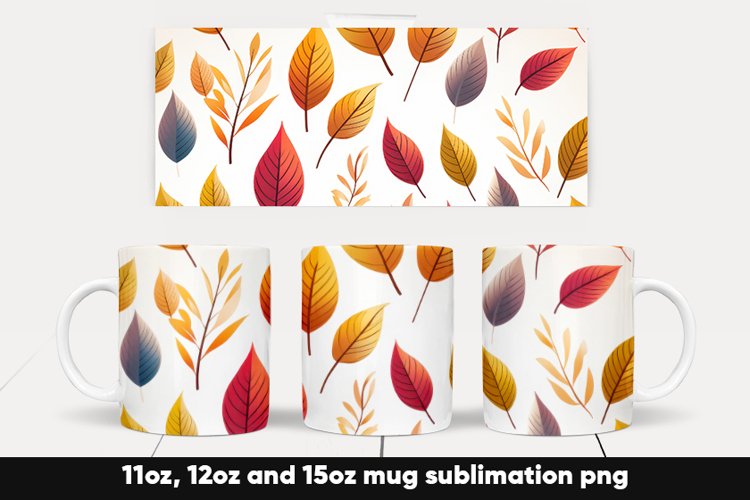 Fall autumn leaves mug wrap sublimation