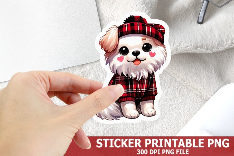 Christmas Dog Sticker| Christmas Sticker PNG Design
