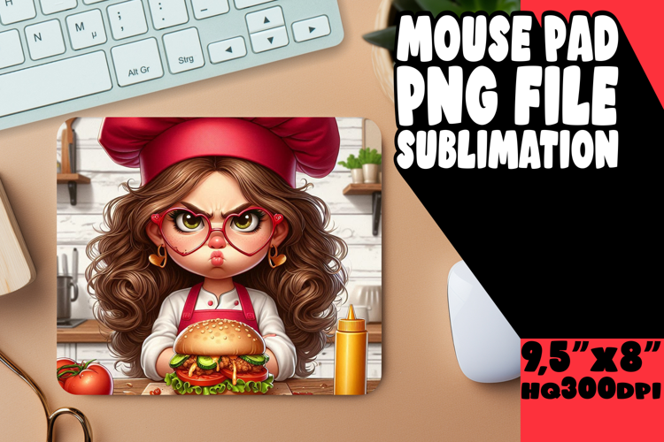 Playful Desk Pad Design Sublimation, Girl Grumpy