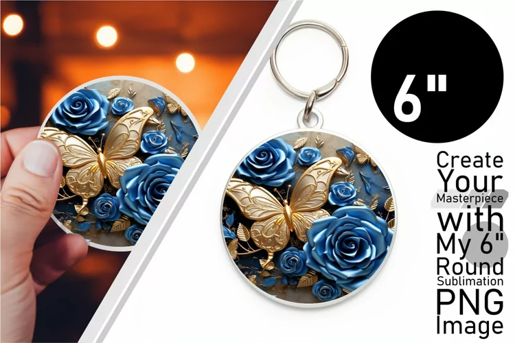 Sublimated Keychain Charm: 3D Butterfly Beauty