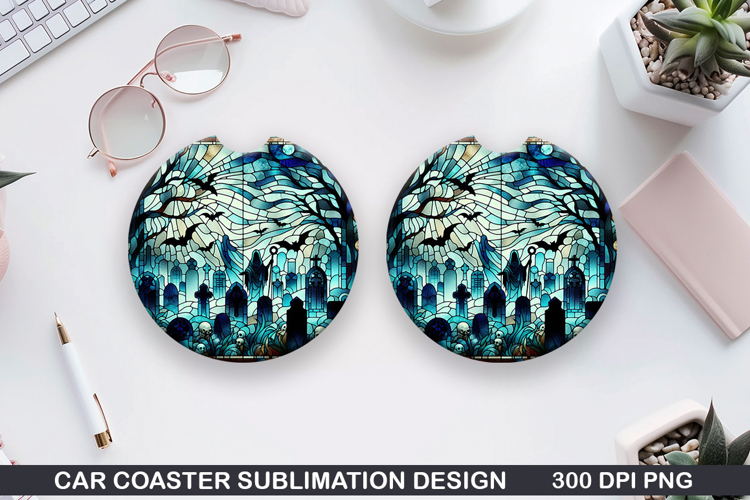 Car coaster sublimation, Halloween Coaster PNG Design