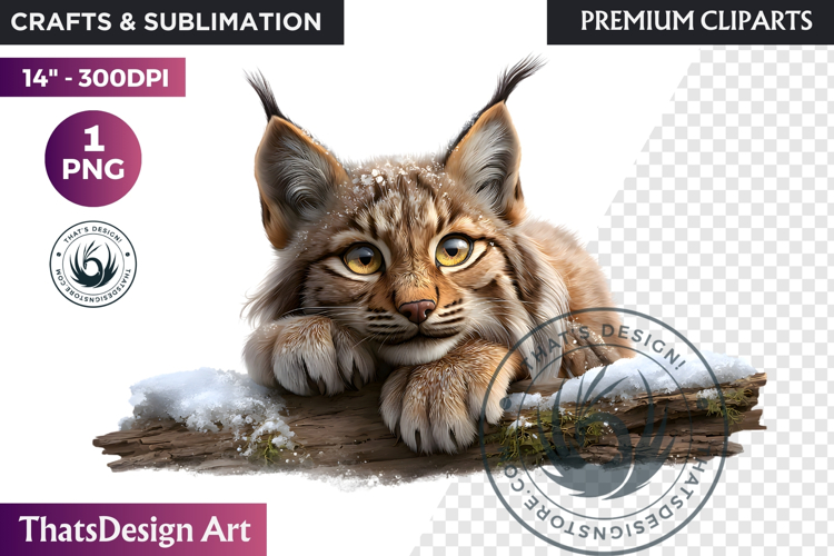Lynx Watercolor Winter Wildlife Arctic Animal Clipart PNG