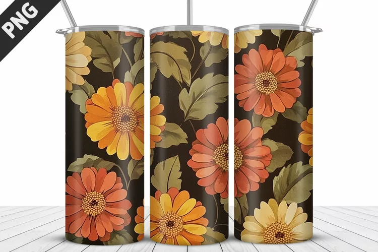 3D Prettiest Flowers Tumbler Wrap | Sublimation Design