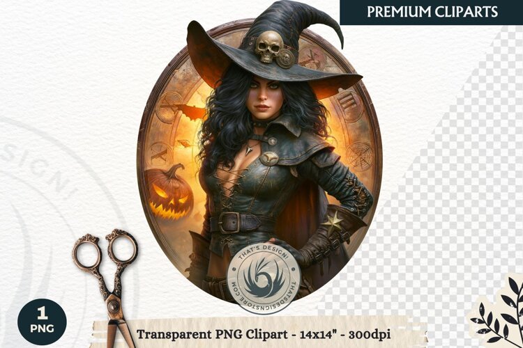 Dark Fantasy Halloween Witches Clipart PNG sublimation example image 1