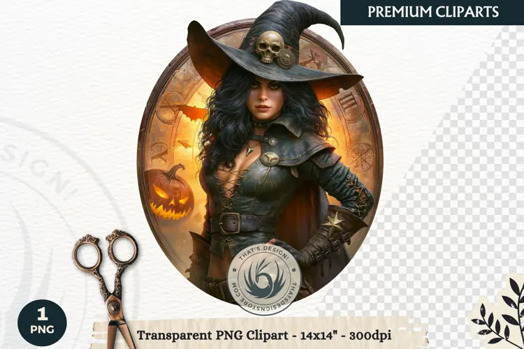 Dark Fantasy Halloween Witches Clipart PNG sublimation