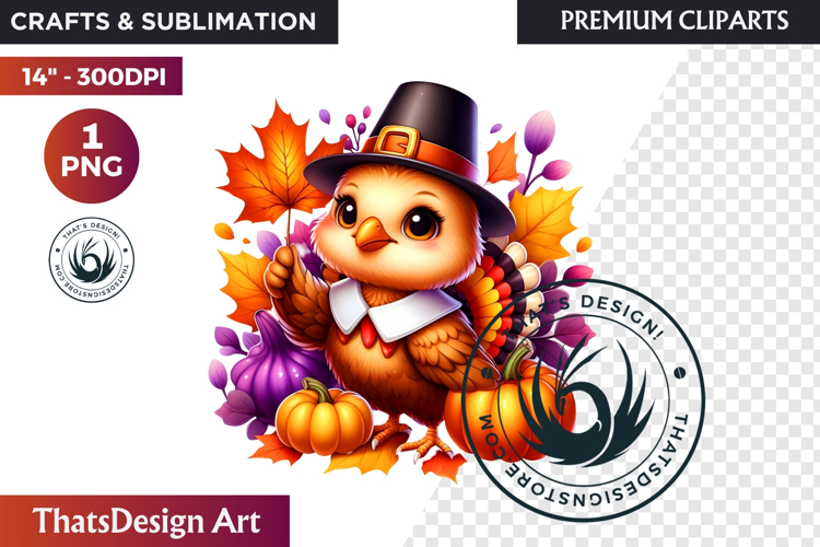 Cute Autumn thanksgiving Baby animal and Pumpkin PNG clipart