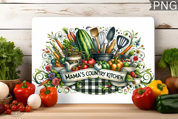 Mama's Country Kitchen - Cutting Board Sublimation Design