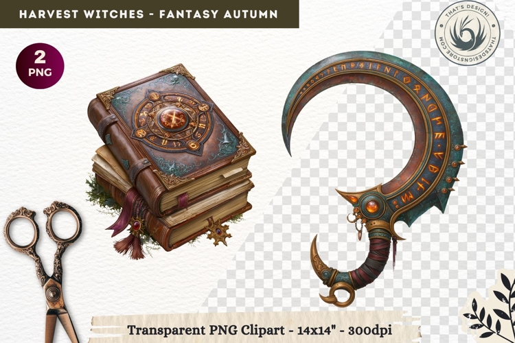 Harvest Witch Clipart Autumn Cottagecore Apothecary PNG RPG