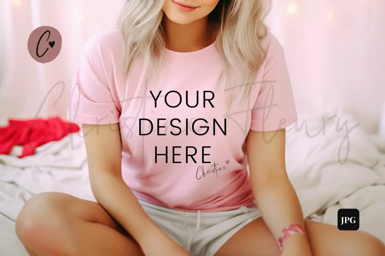 Valentine's Day Bella Canvas 3001 Pink Mockup