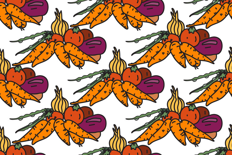 Botanical colorful vegetables seamless pattern vector