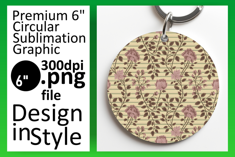 Dynamic Round Design PNG Keychain , Flower Pattern