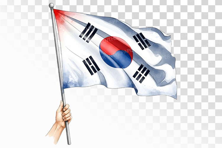 Hand Waving Large Taegeukgi Flag PNG Korean Independence Day