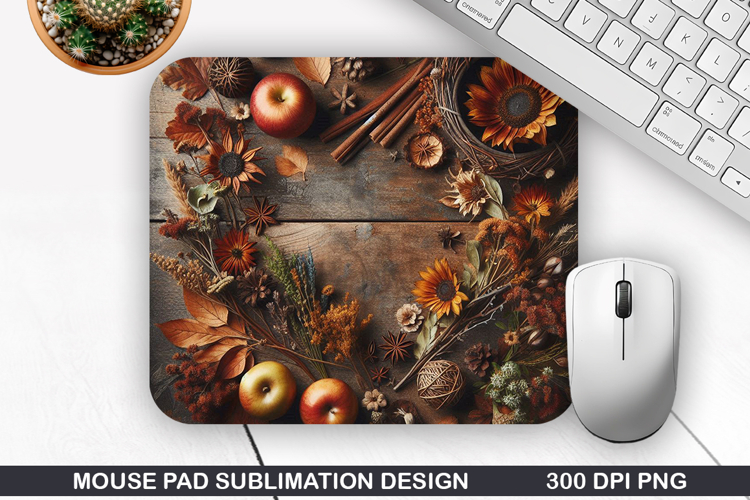 Flowers Mouse Pad Sublimation, Autumn Mouse Pad PNG Design