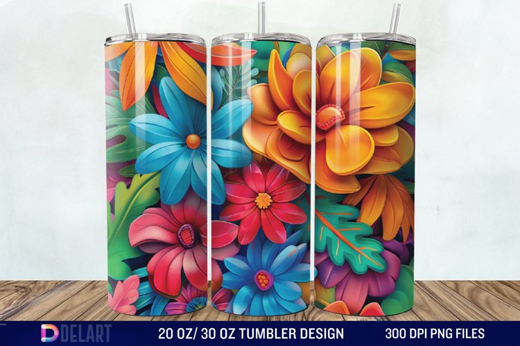 3D Painted Flower Tumbler Wrap example image 1