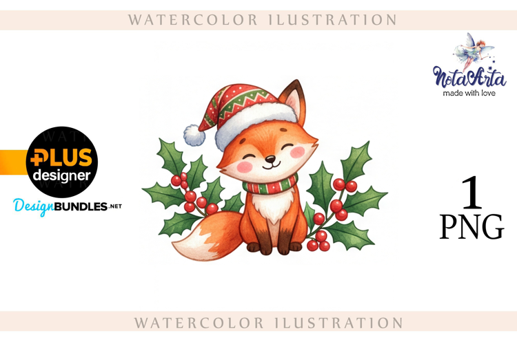 Illustration of a cute Christmas fox