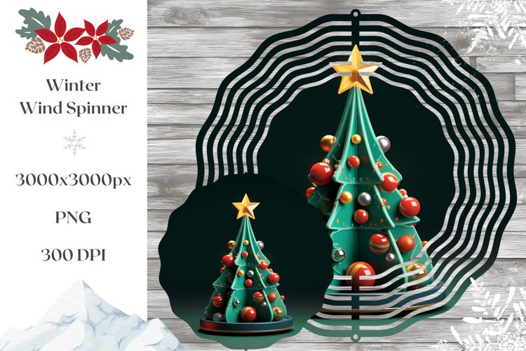 3D Christmas Tree Wind Spinner Design, Christmas PNG