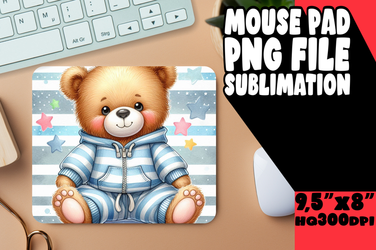 WHIMSICAL MOUSE PAD PNG DESIGN, Teddy Bear