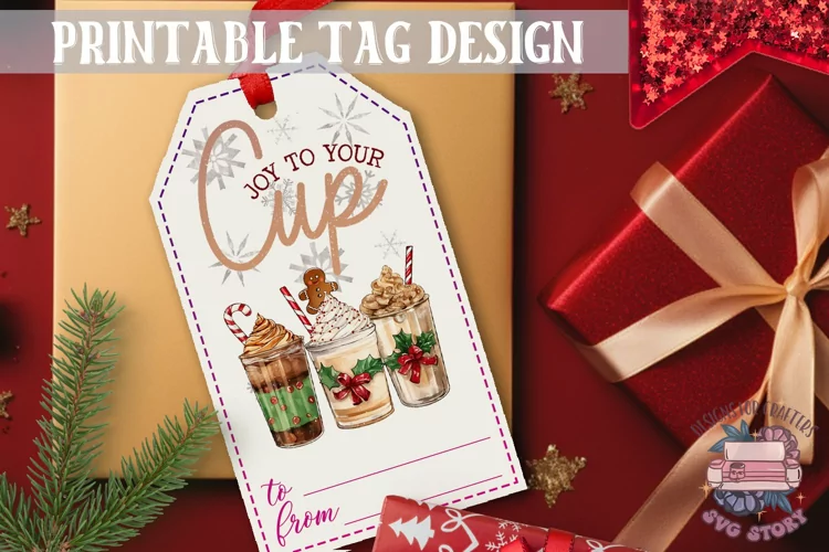 Watercolor Christmas Gift Tag Cocoa Cute Ornaments PNG