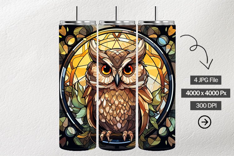 Baby Owl Stained Glass Square Coaster - 04 Variations
