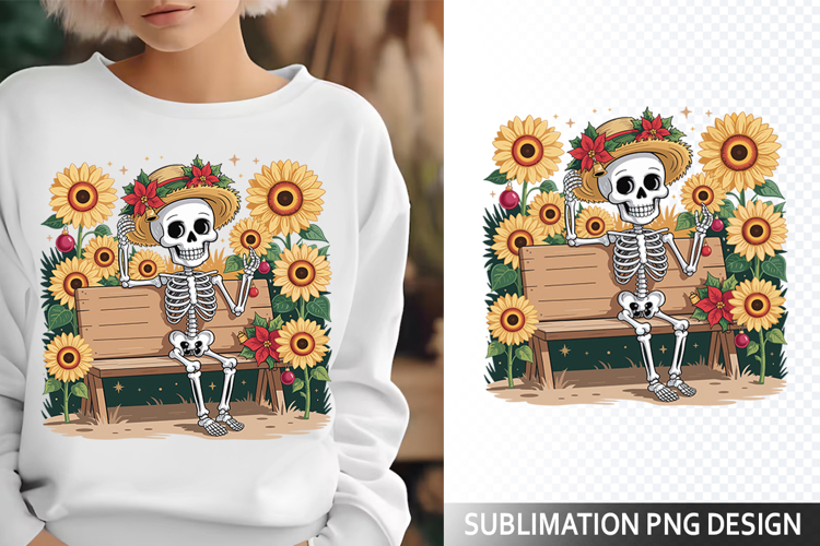 Funny Summer Skeleton Illustration - Sublimation PNG Design