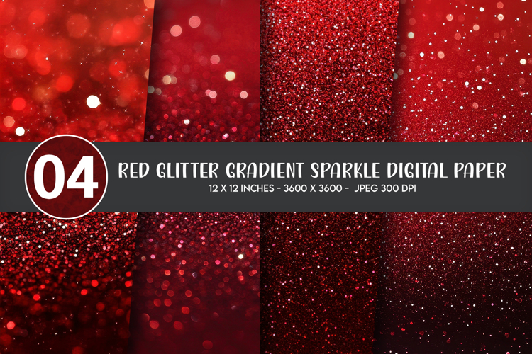 Red Glitter Gradient Sparkle Digital Paper example image 1