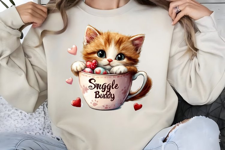 Valentines Day Kitty Cups Clipart PNG