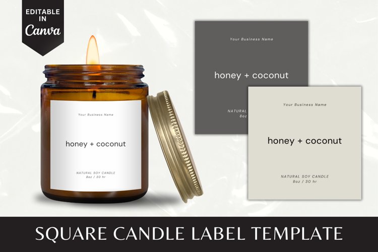 Custom Square Candle Label Canva Template - 12 example image 1