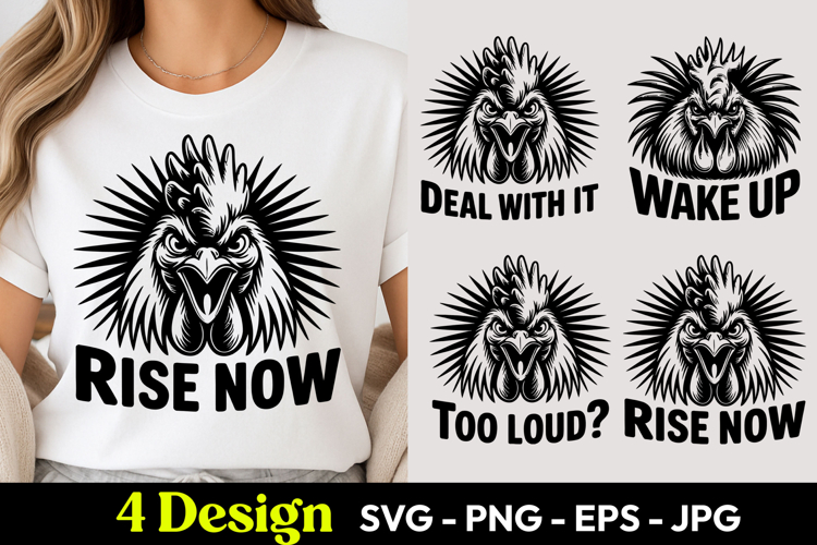 Rise Now Rooster Design SVG PNG