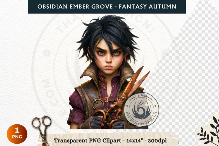 Dark Autumn Fantasy Clipart PNG for RPG Obsidian Ember Grove