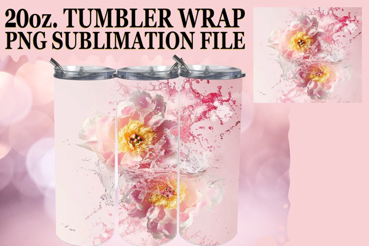 Aqua Petals: Sublimation Art for 20oz Tumbler example image 1