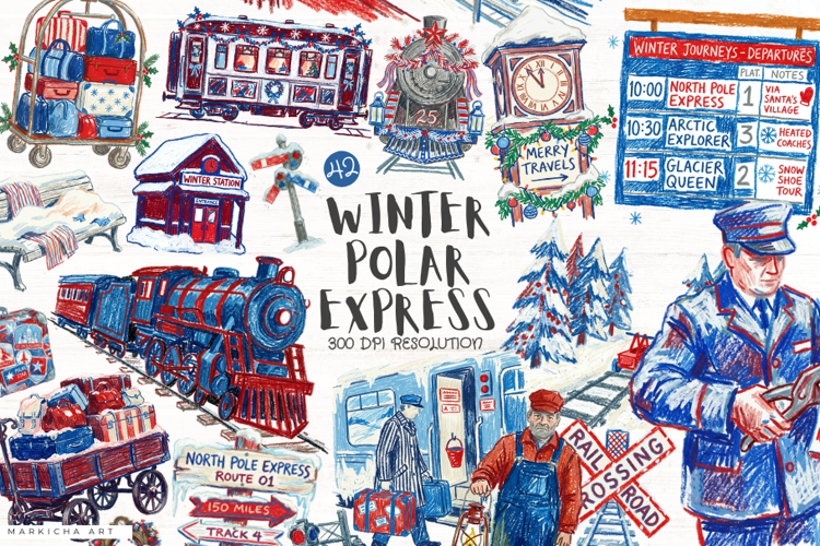 Winter Polar Express Clipart example image 1