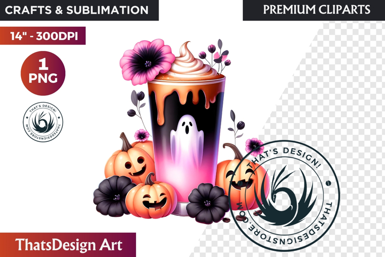 Pastel Goth Halloween Drinks - Kawaii Spooky Clipart PNG