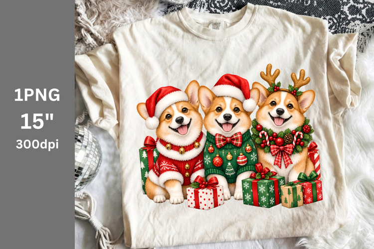 Christmas PNG, Corgi PNG, Winter PNG