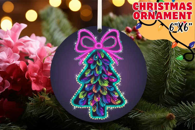 Playful Car Coasters Sublimation, Neon Xmas