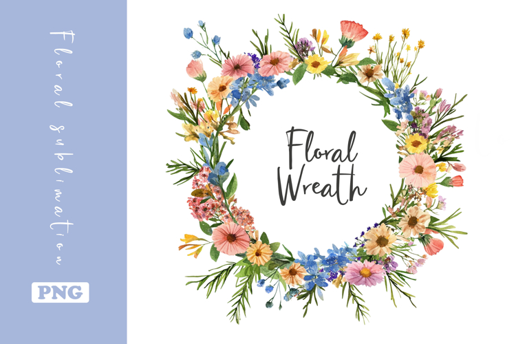 Watercolor Lovely Wildflower Wreath Clipart