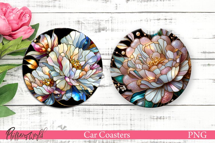Car Coasters | Pearl Flowers | Sparkling Flowers | Peonies